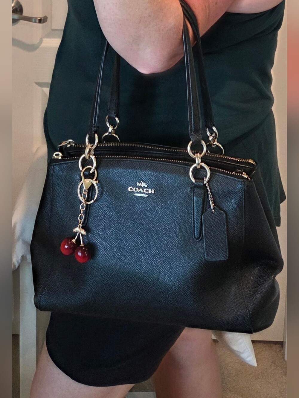 Coach Small Christie Carryall in Black Crossgrain Leather (Style F57520)